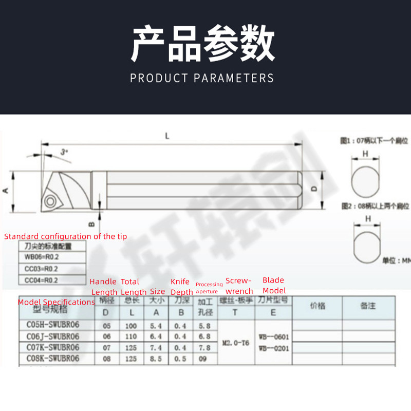 1PC C05H-SWUBR06 C06K-SWUBR06  - Parting Tool Lathe avaliação e preço